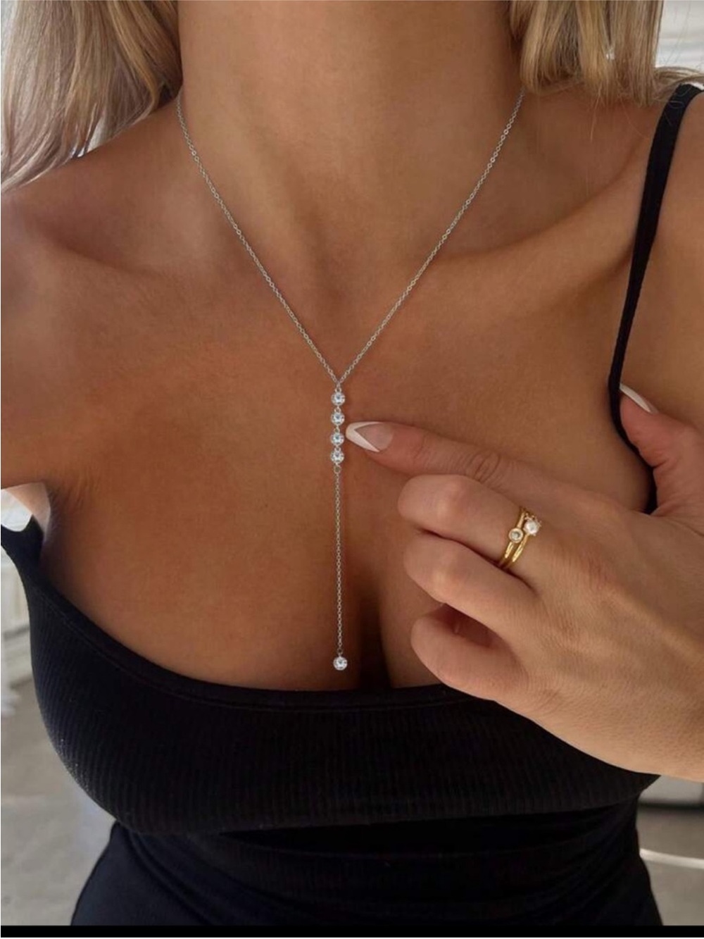 Lariat necklace 24k Gold Plated Silver new